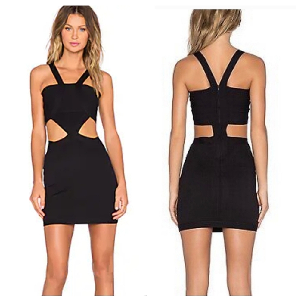 NBD Black Strappy Cutout Mini Dress